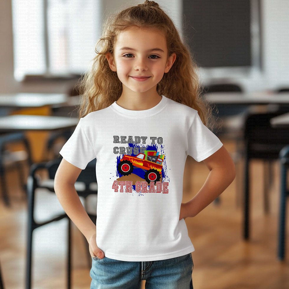 Thumbnail: Ready To Crush Fourth Grade #1 Boys Monster Truck School Shirt