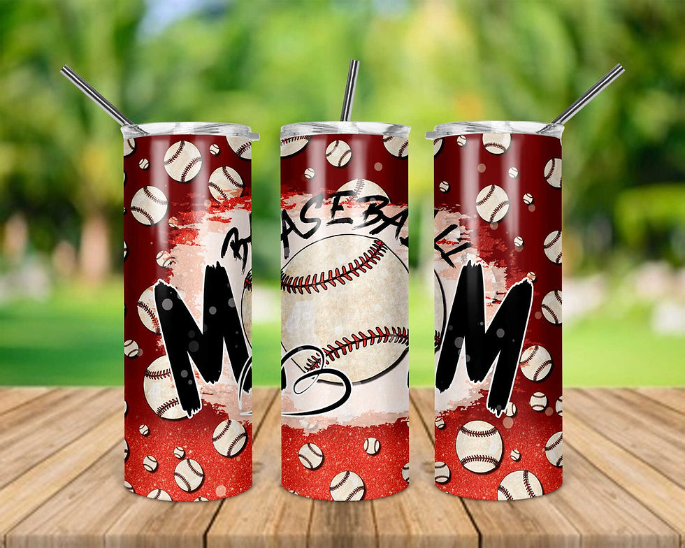 Baseball Mom Red Baseball Pattern 20 oz Skinny Tumbler