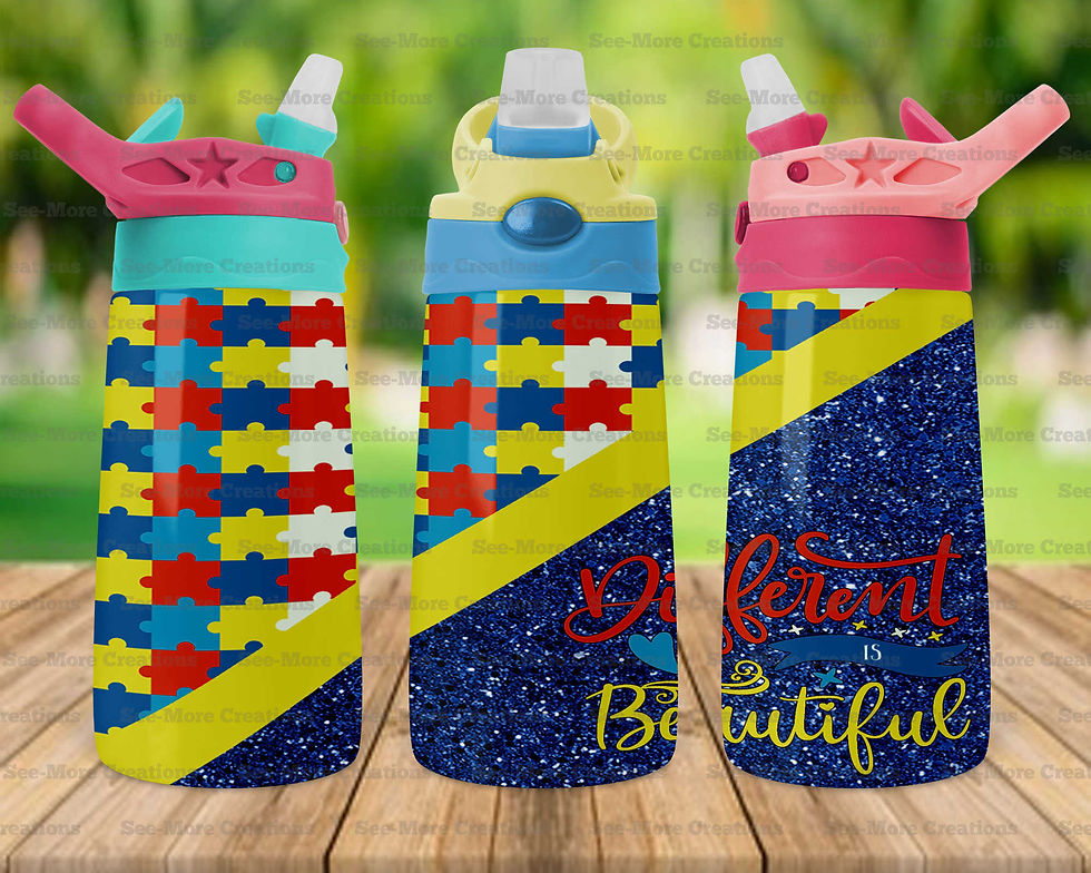 Thumbnail: Different is Beautiful #4 Glitter Print Skinny, Sippy & Kids Tumblers