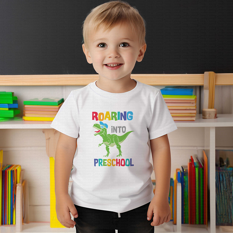 Thumbnail: Roaring Into Pre-School #2 Boys Dinosaur School Shirt