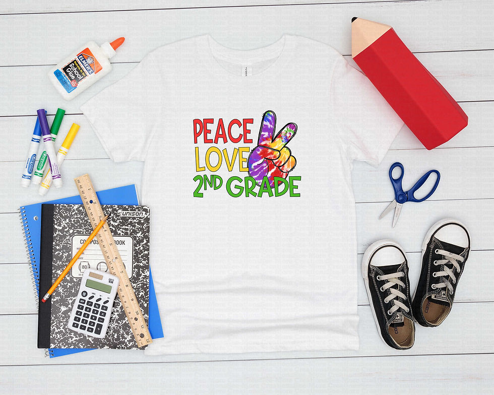 Thumbnail: Peace Love Second Grade #1 Boys Or Girls Tie Dye School Shirt
