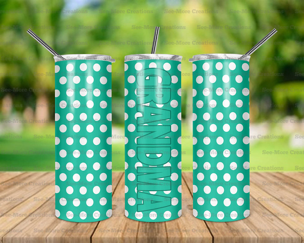 Grandma #18 Teal & White Polka Dots Skinny Tumbler