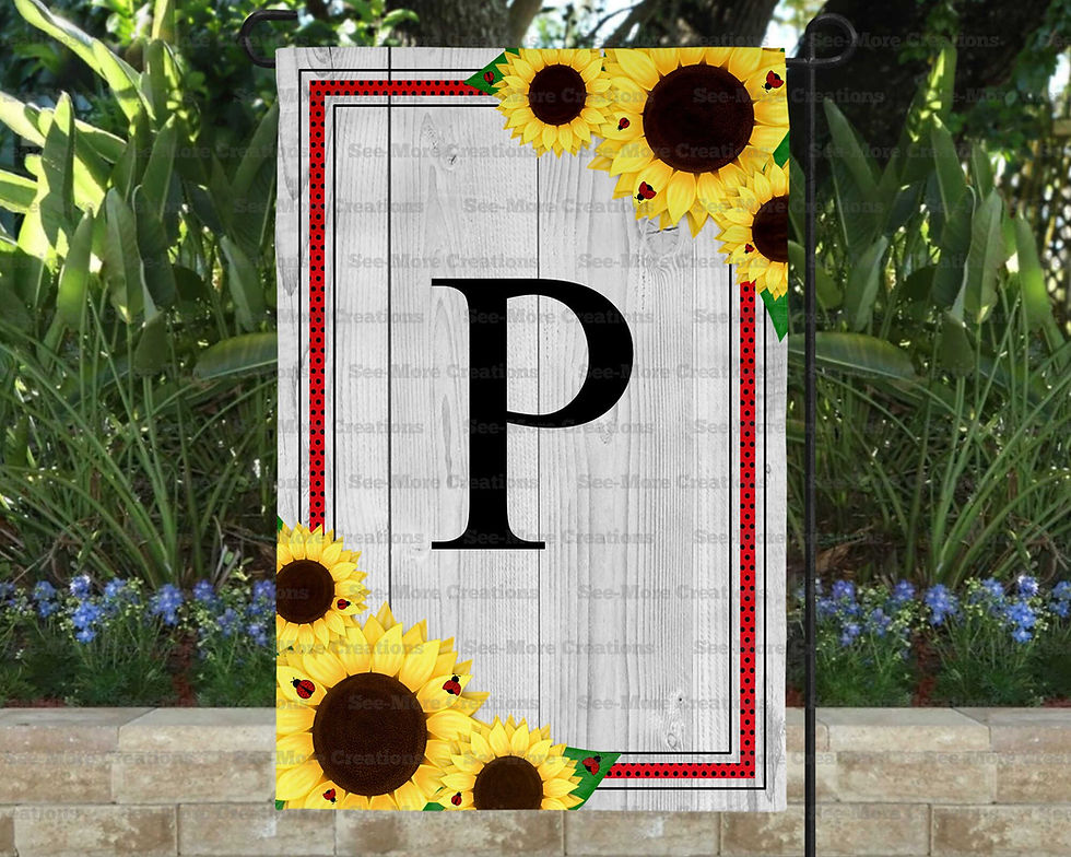 Miniatura: Sunflower & Ladybug Monogram Garden Flag N-Z
