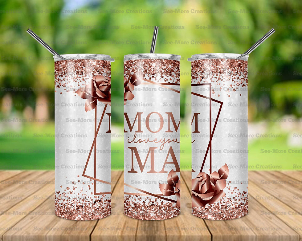 Momma #1 I Love You Rose Glitter Print Skinny Tumbler