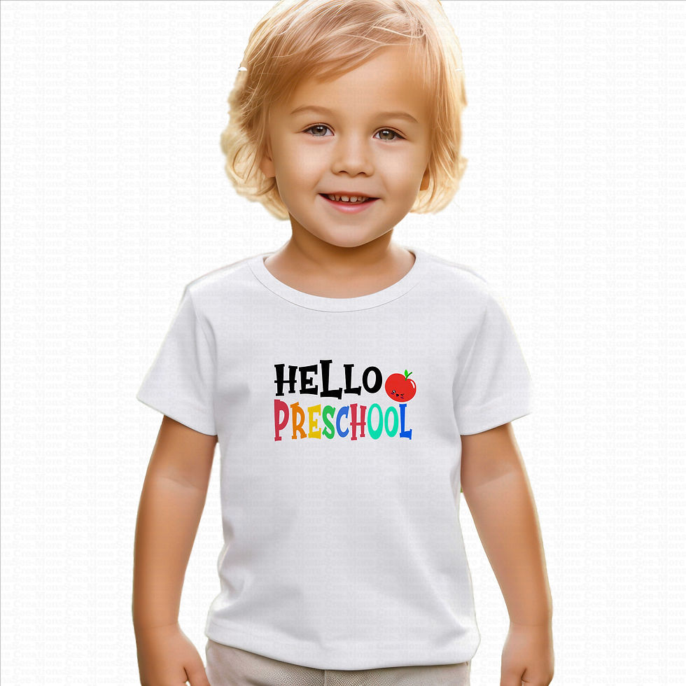 Hello Pre-School #1 Boys Or Girls School Shirt