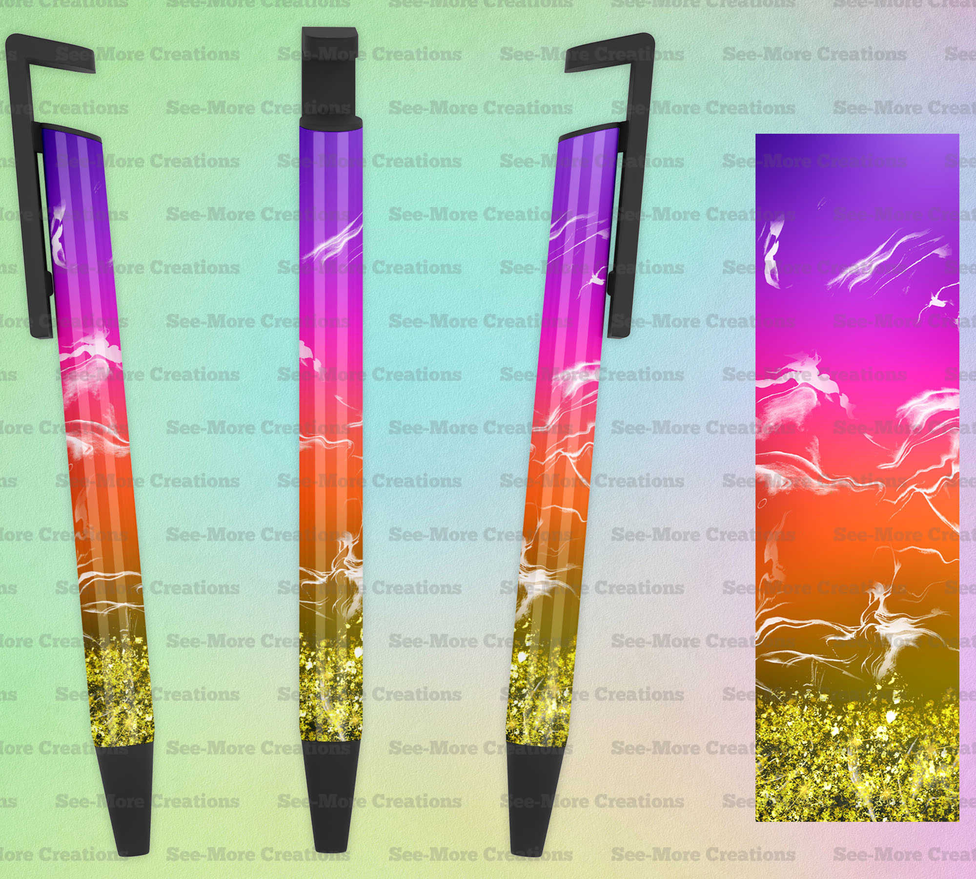 Ocean Alcohol Ink #6 Personalize With Name Glitter Print Pen