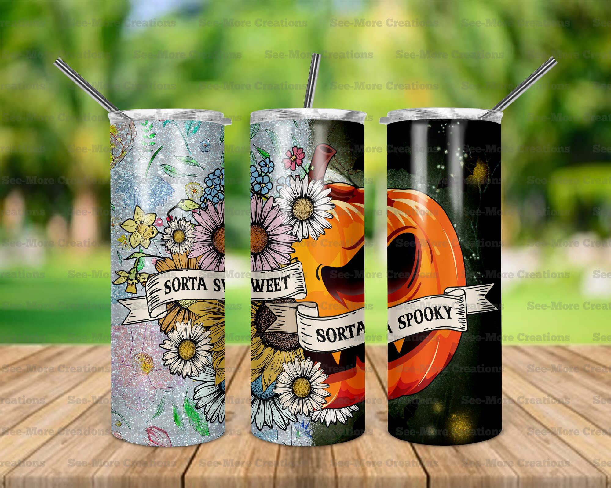 Sorta Sweet Sorta Spooky #7 Glitter Print Skinny & Kids Tumblers