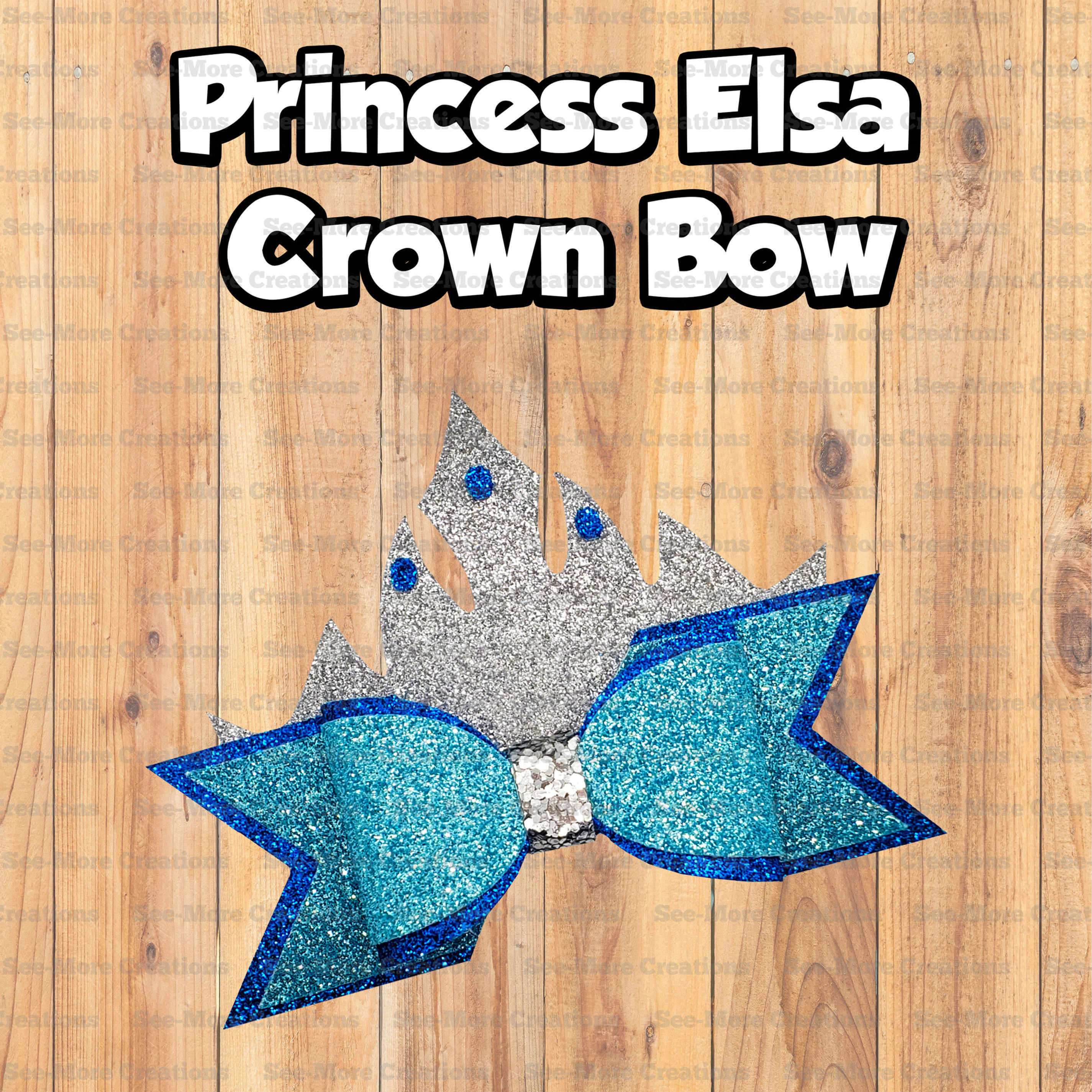 Princess Elsa Crown Glittered Three Layered Hair Bow