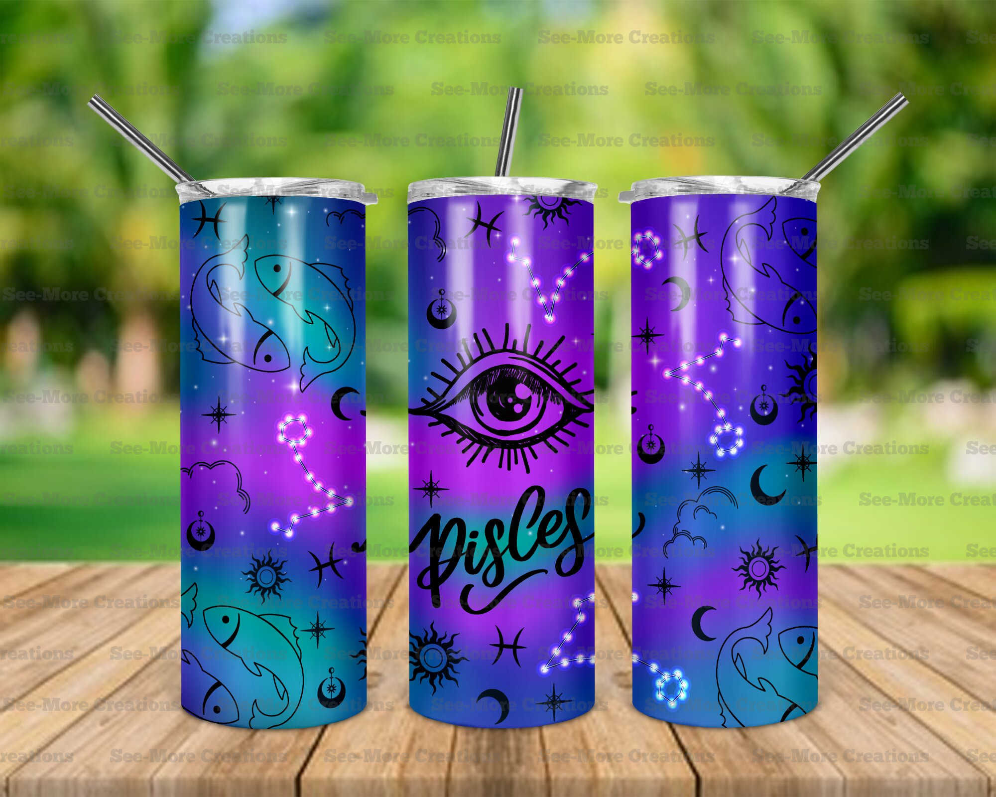 Pisces #2 Constellation, Stars, Sun, Moon Skinny Tumbler