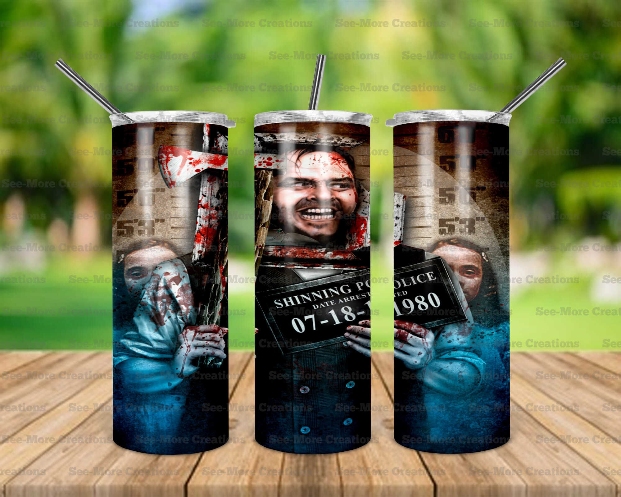Shinning #6 Police Mugshot Horror Movie Skinny Tumbler