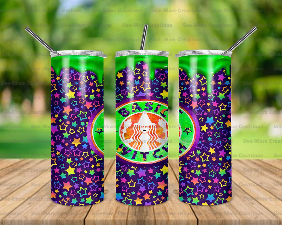 Basic Witch #2 Colorful Stars Dripping Slime Coffee Skinny Tumbler