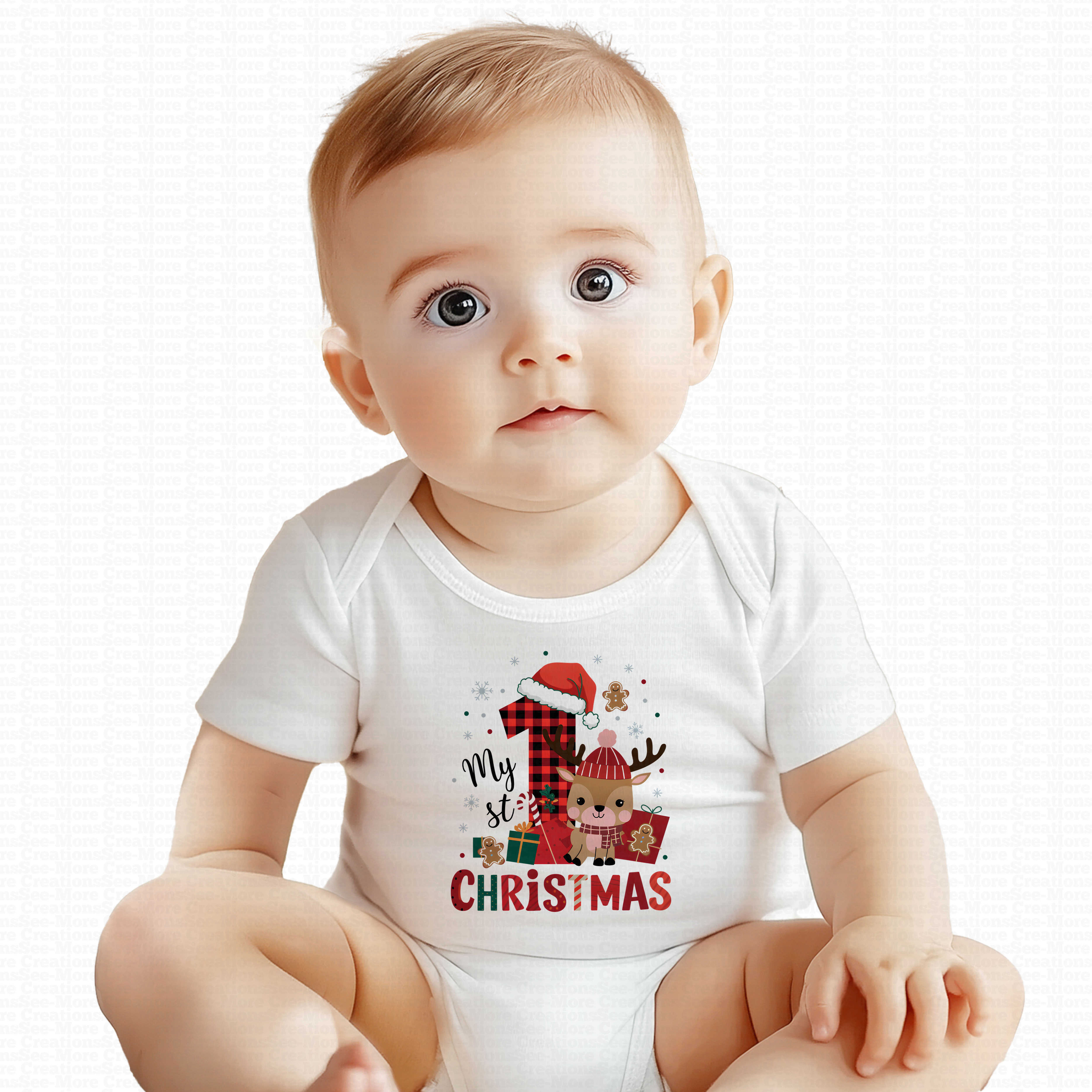My First Christmas #27 Boys Or Girls Reindeer Christmas Bodysuit