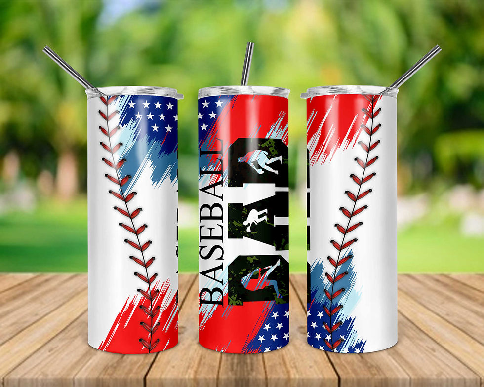 Baseball Dad American Flag Brush Stroke 20 oz Skinny Tumbler
