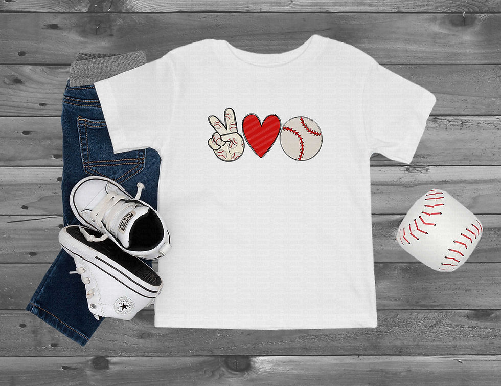 Miniatyrbild: Peace Love Baseball #1 Boys Or Girls Baseball Shirt