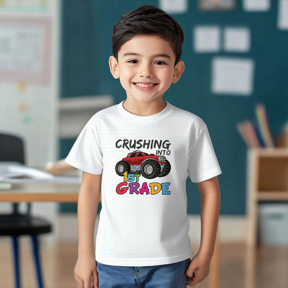 Thumbnail: Crushing Into First Grade #1 Boys Or Girls School Shirt