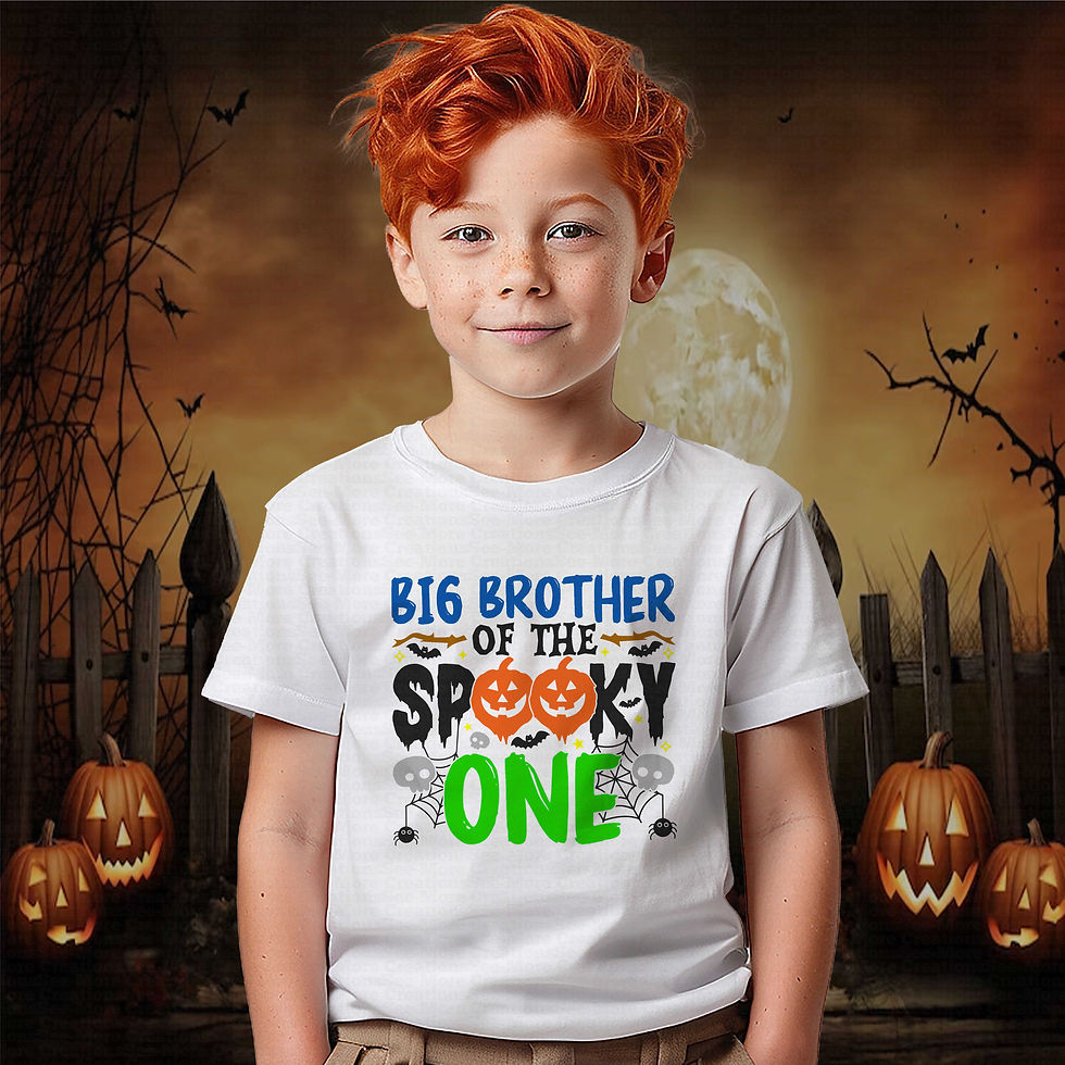 サムネイル： Big Brother Of The Spooky One #1 Boys Halloween Kids Shirt