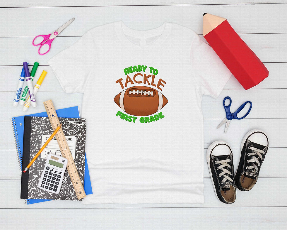 Thumbnail: Ready To Tackle First Grade #1 Boys Football School Shirt