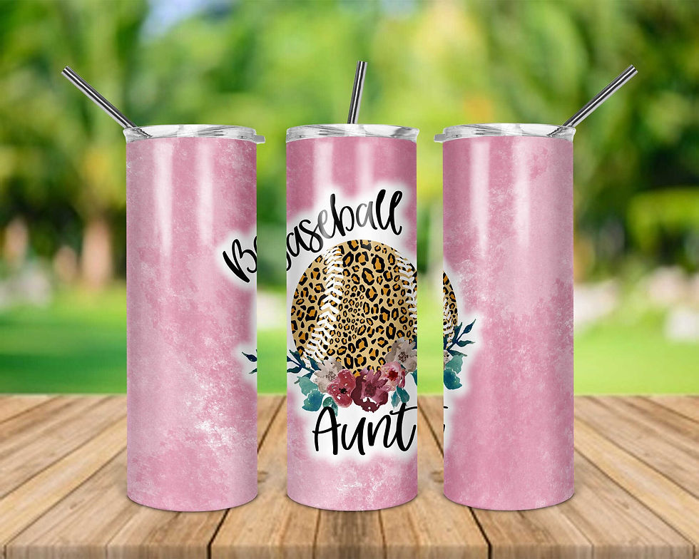 Baseball Aunt Pink Marble-Look 20 oz Skinny Tumbler
