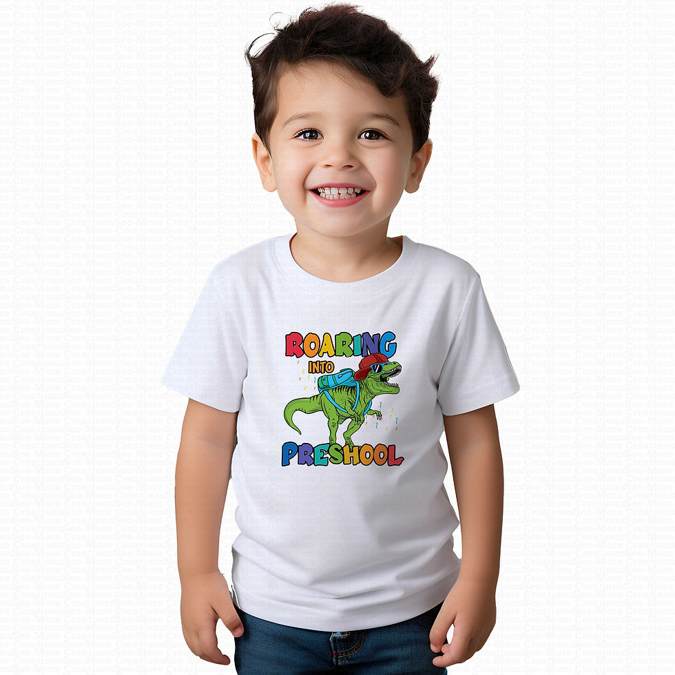 Roaring Into Pre-School #3 Boys Dinosaur School Shirt