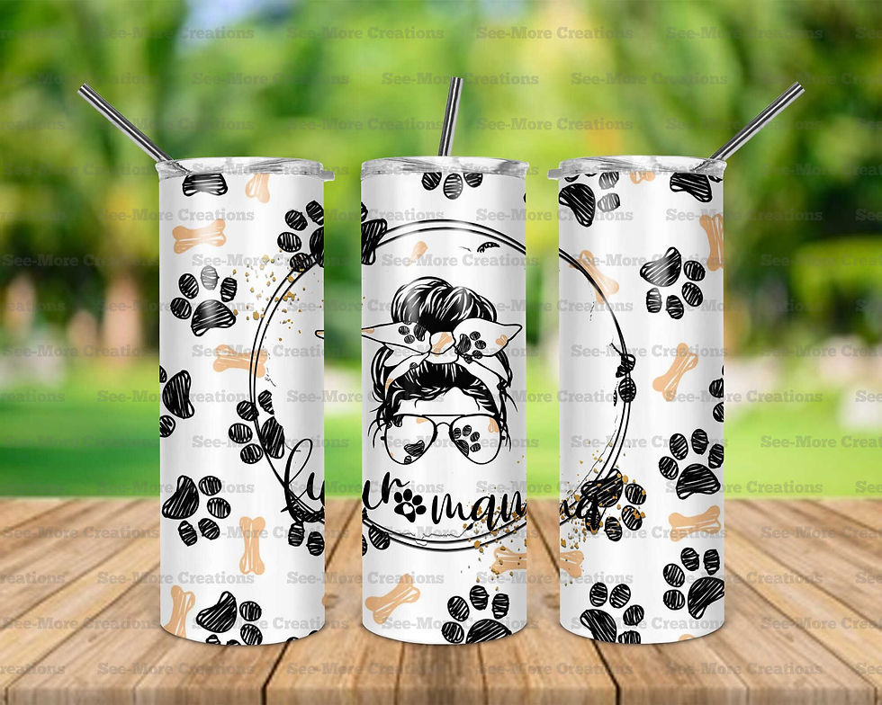 Fur Mama #8 Messy Bun Skinny Tumbler