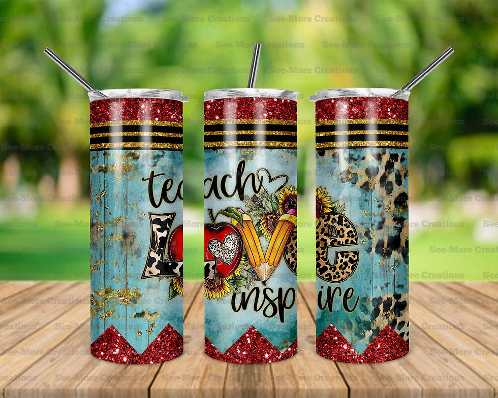 Teach Love Inspire #15 Pencil Glitter Print Leopard Print Skinny Tumbler