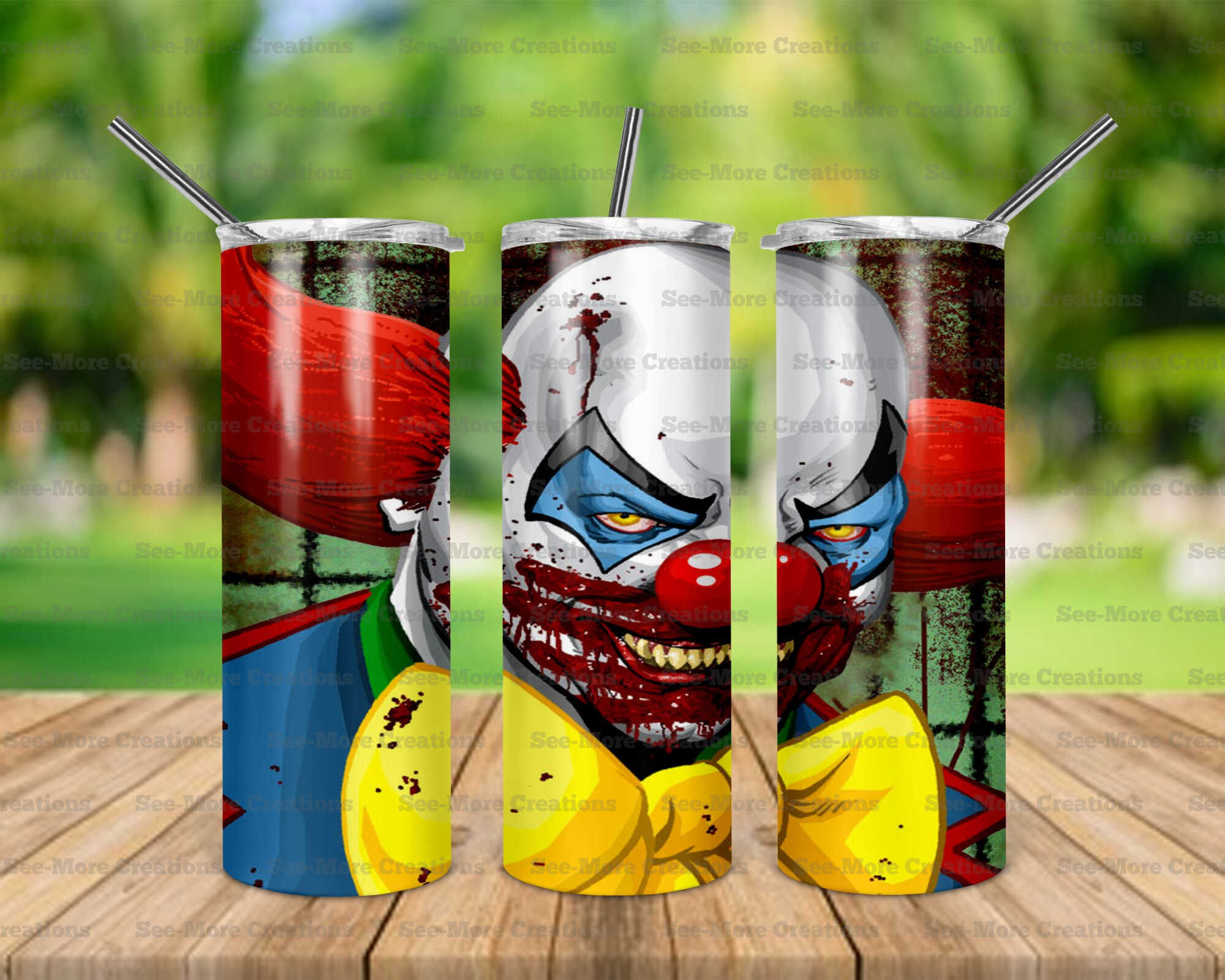 Scary Clown #3 Bloody Face Skinny Tumbler