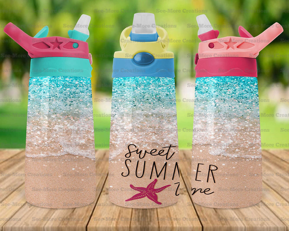 Thumbnail: Sweet Summer Time #6 Beach Glitter Print Skinny, Sippy & Kids Tumbers
