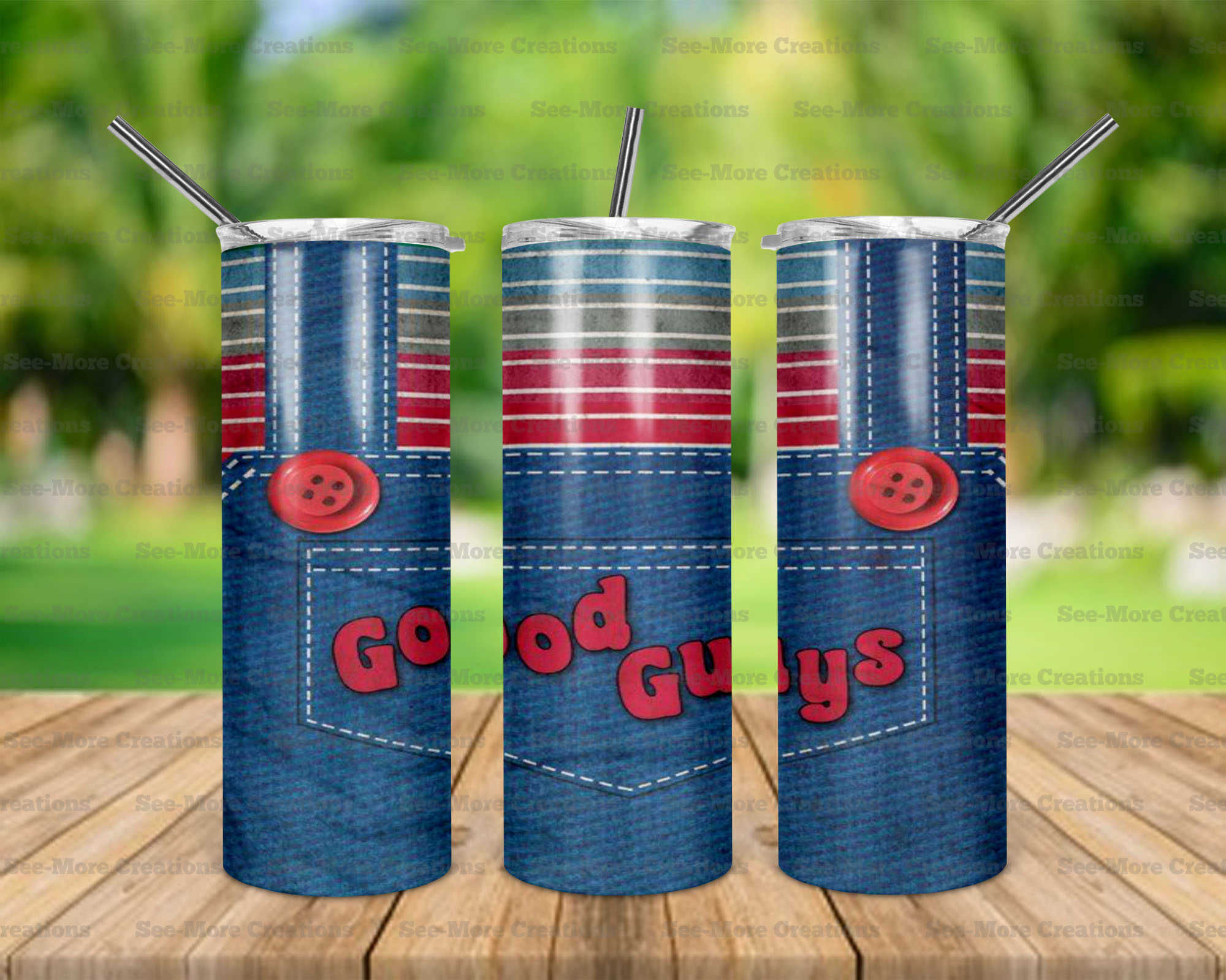 Chucky #7 Good Guys Overalls Skinny, Sippy & Kids Tumblers