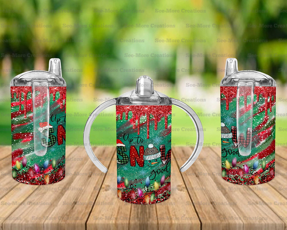 Hình thu nhỏ: Up To Snow Good #1 Glitter Print Skinny, Sippy, Kids Tumblers
