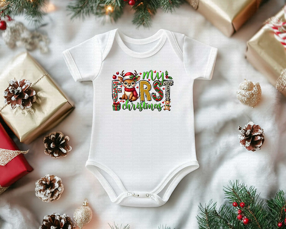 Thumbnail: My First Christmas #40 Girls Reindeer Christmas Bodysuit