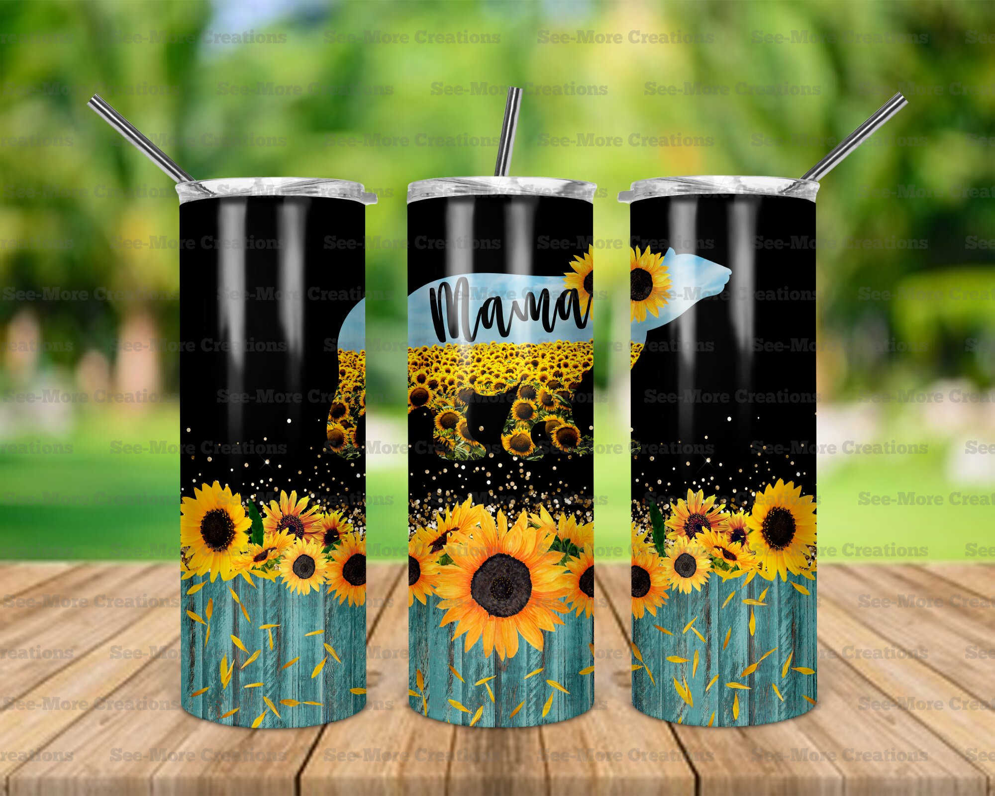 Mama Bear #17 Sunflowers Skinny Tumbler