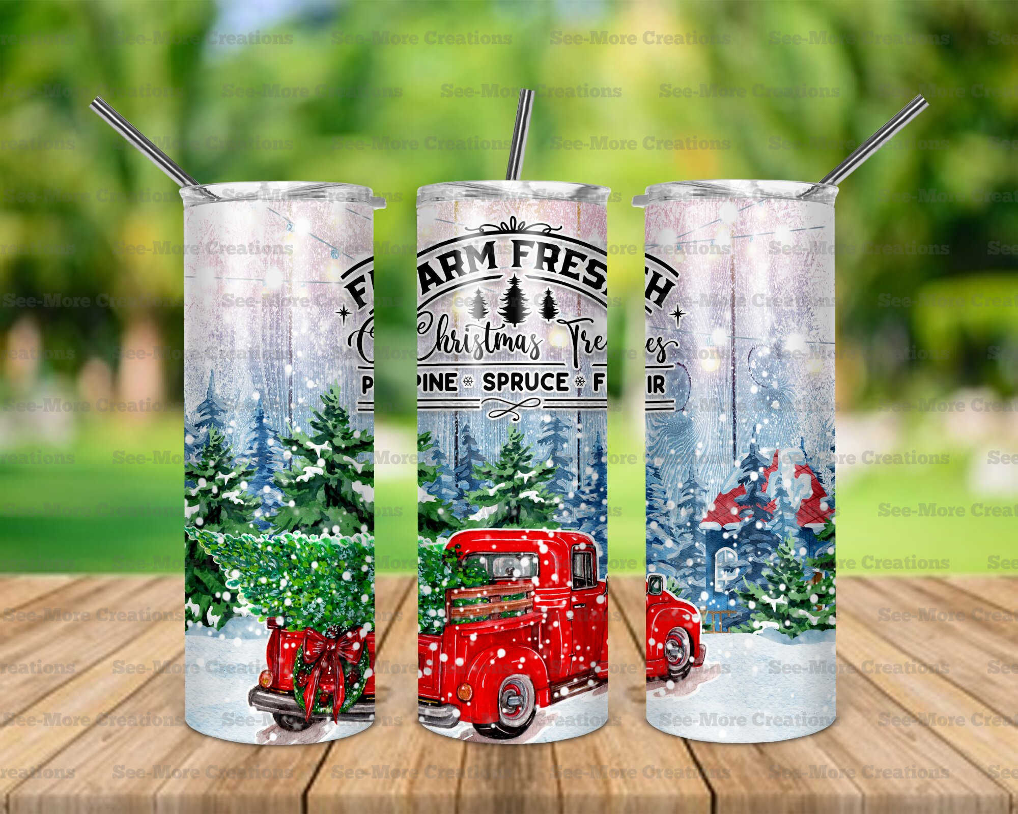 Farm Fresh Christmas Trees #1 Red Truck Skinny Tumbler