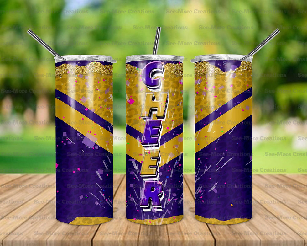 Thumbnail: Cheer #10 Purple/Gold Leopard Skinny & Kids Tumbler