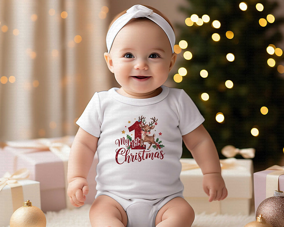 Thumbnail: My First Christmas #31 Boys Or Girls Red Nose Reindeer Glitter Print Bodysuit
