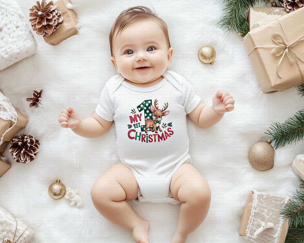 Thumbnail: My First Christmas #19 Boys Or Girls Reindeer Christmas Bodysuit