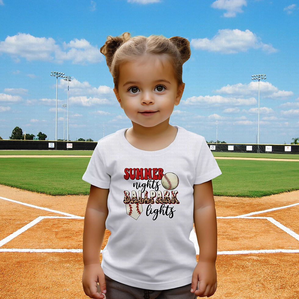 Miniatyrbild: Summer Nights Ballpark Lights #1 Girls Baseball Shirt