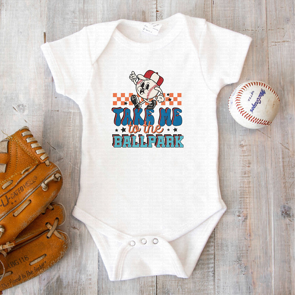 Μικρογραφία: Take Me To The Ballpark #1 Boys Or Girls Baseball Bodysuit
