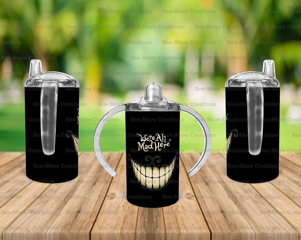 Thumbnail: We're All Mad Here #2 Alice In Wonderland Skinny, Sippy & Kids Tumblers