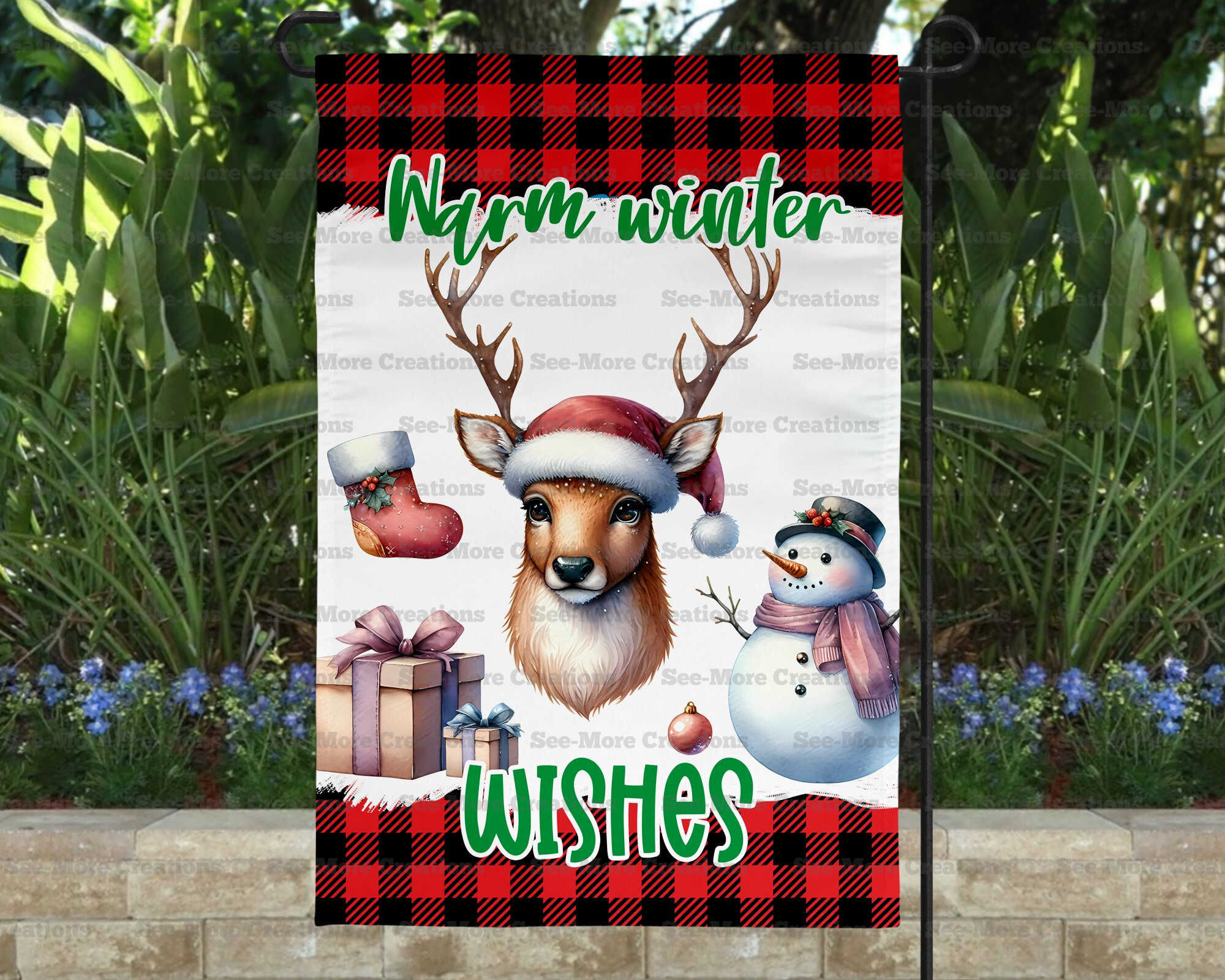 Warm Winter Wishes #1 Christmas Garden Flag