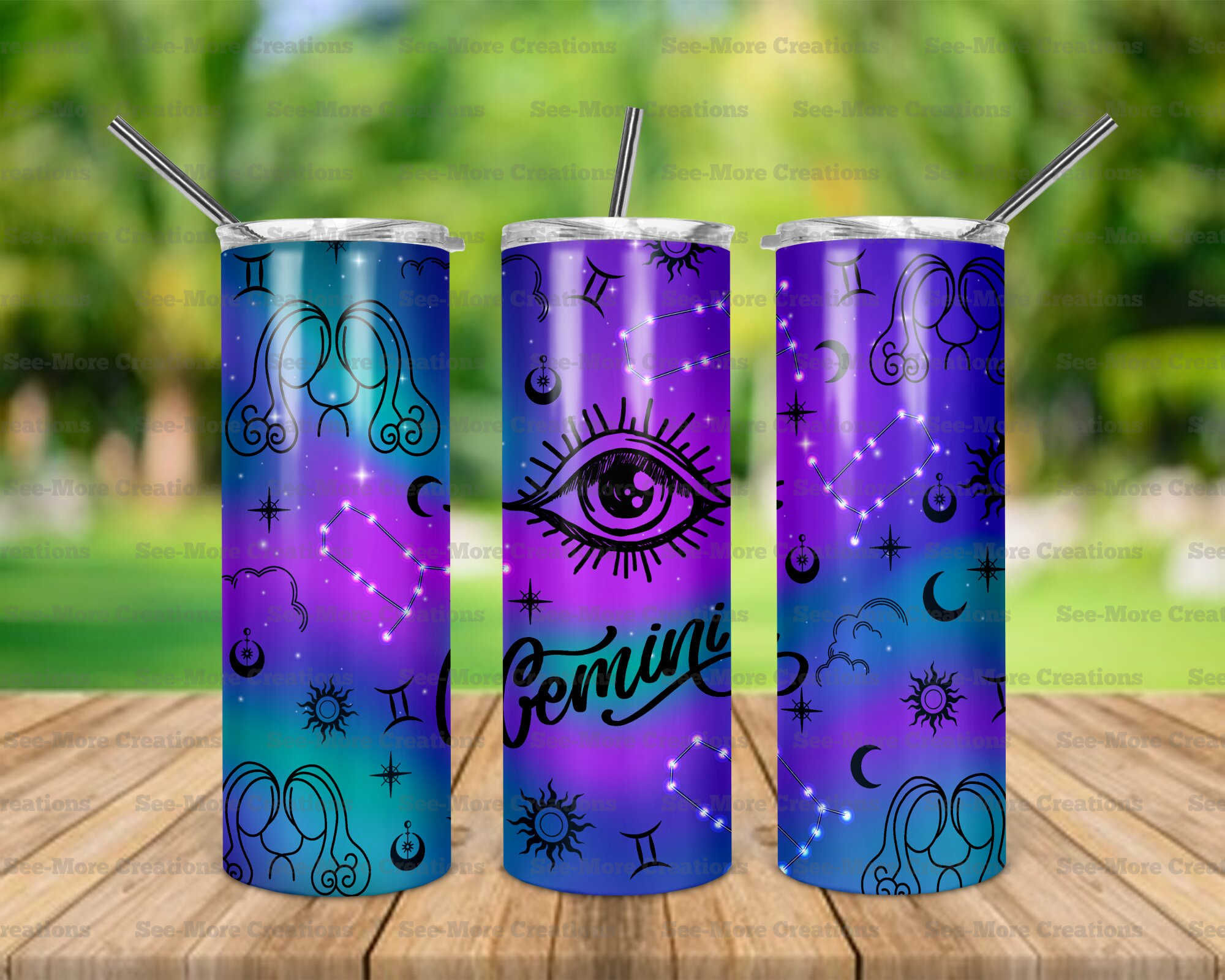 Gemini #2 Constellation, Stars, Sun, Moon Skinny Tumbler