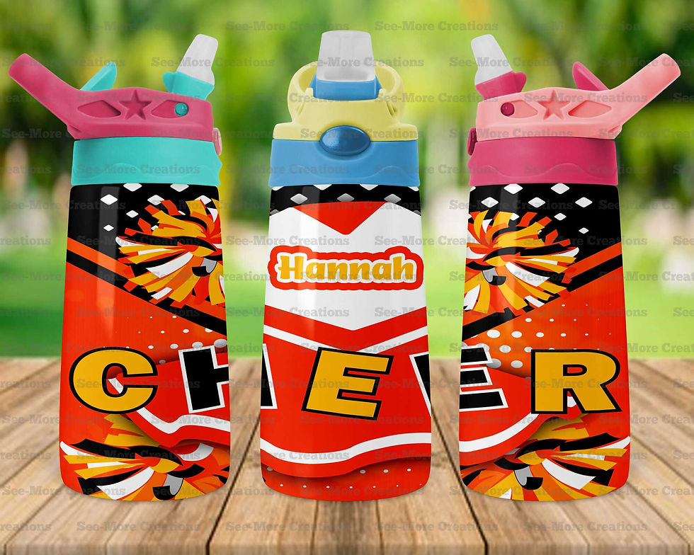 Thumbnail: Cheerleading #13 Orange/Yellow Uniform Personalize W/ Name Skinny & Kid Tumblers