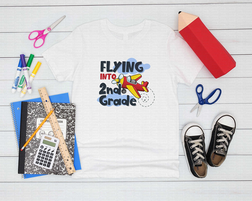 섬네일: Flying Into Second Grade #1 Boys Or Girls Airplane School Shirt