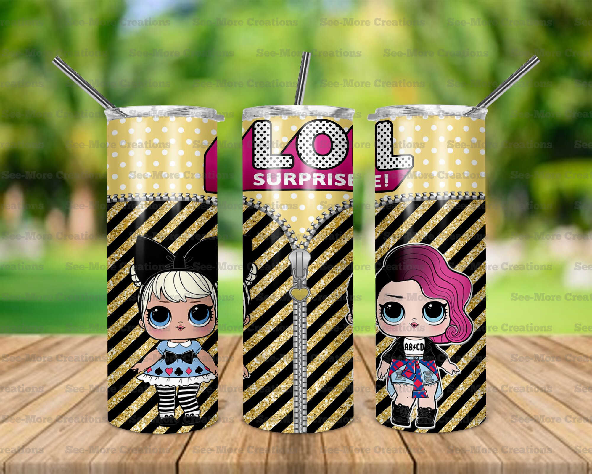 Lol Dolls Surprise #11 Zipper Glitter Print Skinny, Sippy & Kids Tumblers