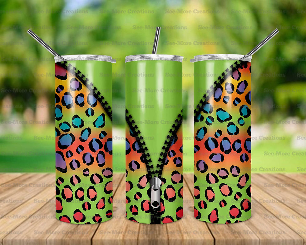 Neon Leopard Print #1 Zipper Design Skinny & Kids Tumblers