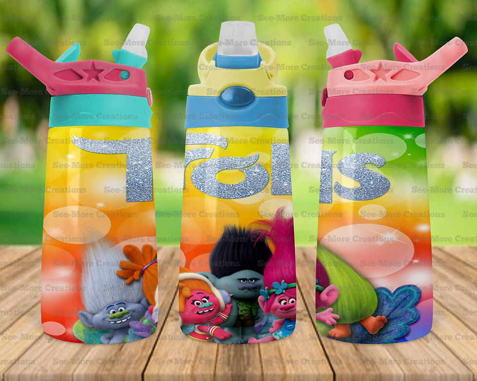 Thumbnail: Trolls #27 Glitter Print Skinny, Sippy & Kids Tumblers