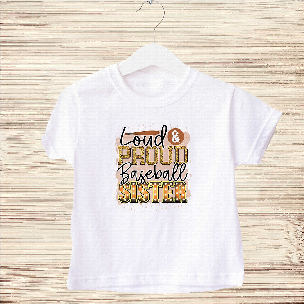 Μικρογραφία: Loud & Proud Baseball Sister #1 Girls Glitter Print Baseball Shirt