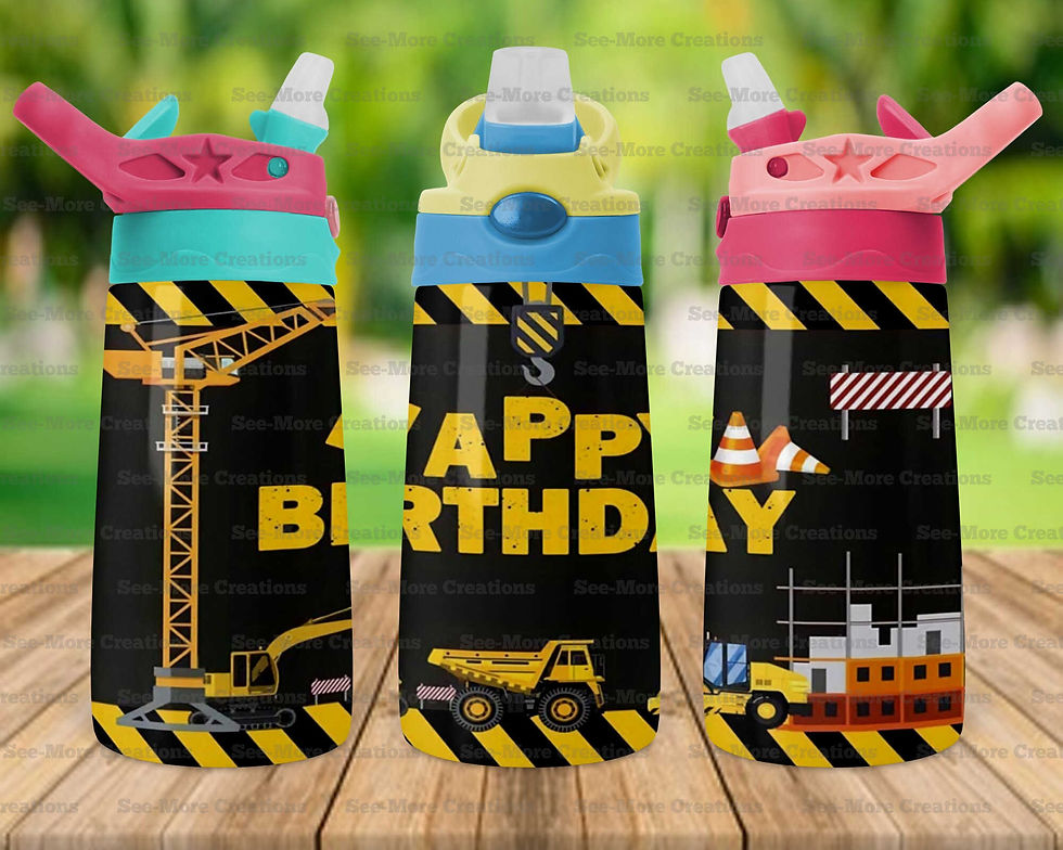 Thumbnail: Constuction Happy Birthday #2 Skinny, Sippy & Kids Tumblers