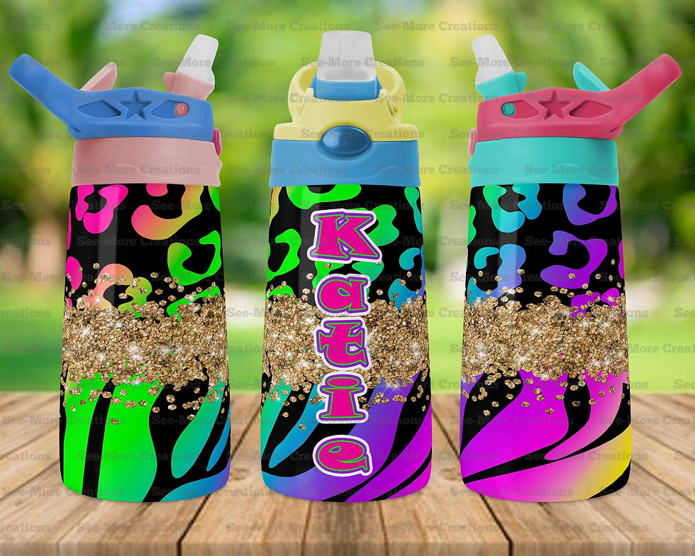 Thumbnail: Neon Animal Print #15 Personalize Skinny, Sippy & Kids Tumblers
