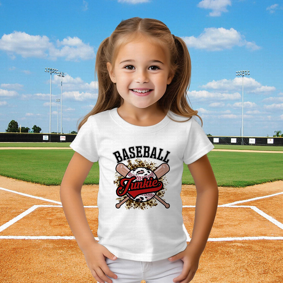 섬네일: Baseball Junkie #1 Girls Leopard Print Baseball Shirt