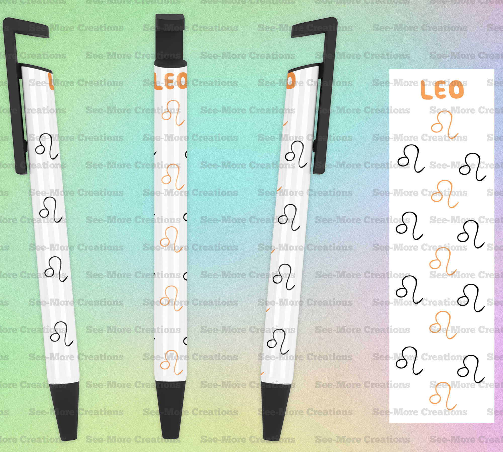 Leo #3 July 23 - August 22 Colored Symbols Pen